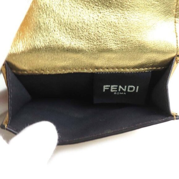 Auth FENDI Trifold Wallet Gold Leather - h30934g - Picture 12 of 12